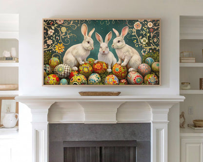 Easter Bunny Egg Artistic Frame TV Wallpaper for Easter Decor