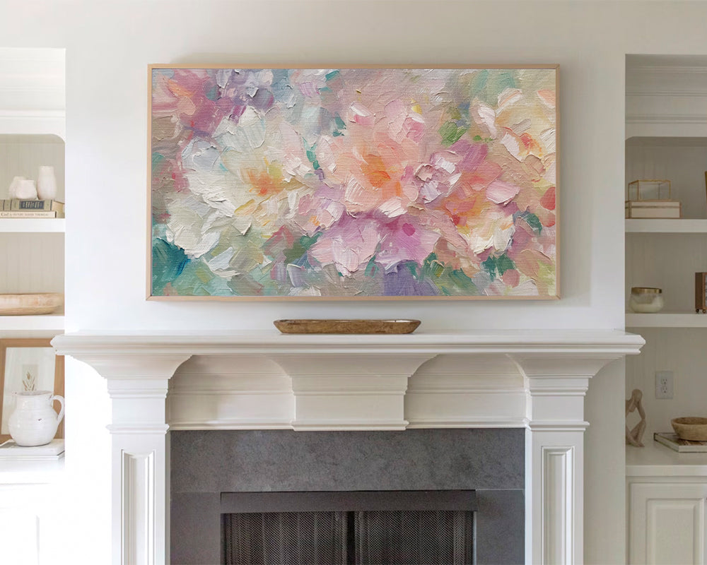 Abstract Flowers Frame Art TV, Pink Flowers Wallpaper