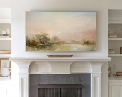 Vintage Landscape Painting Frame TV Art, Abstract Muted Scenery