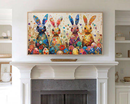 Artistic Easter Bunny Easter Egg Decor Frame TV Art Wallpaper
