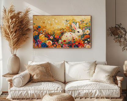 Artistic Bunny Flowers Frame TV Wallpaper