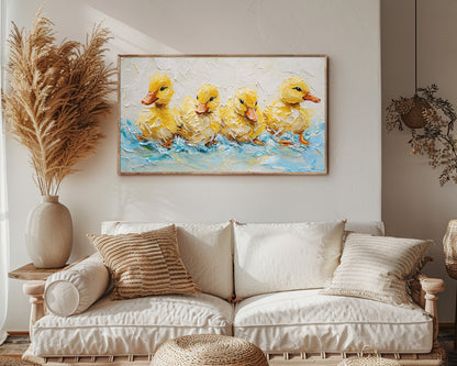 Yellow Duck on Water Frame TV Art, Wallpaper