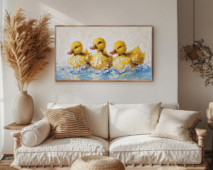 Cute Yellow Duck Painting Frame TV Art
