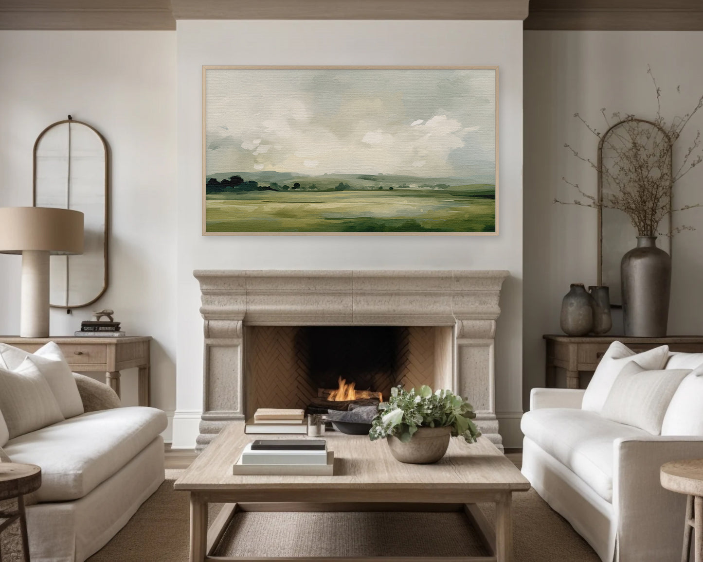 Abstract Landscape Frame TV Art Country Farmhouse Wallpaper