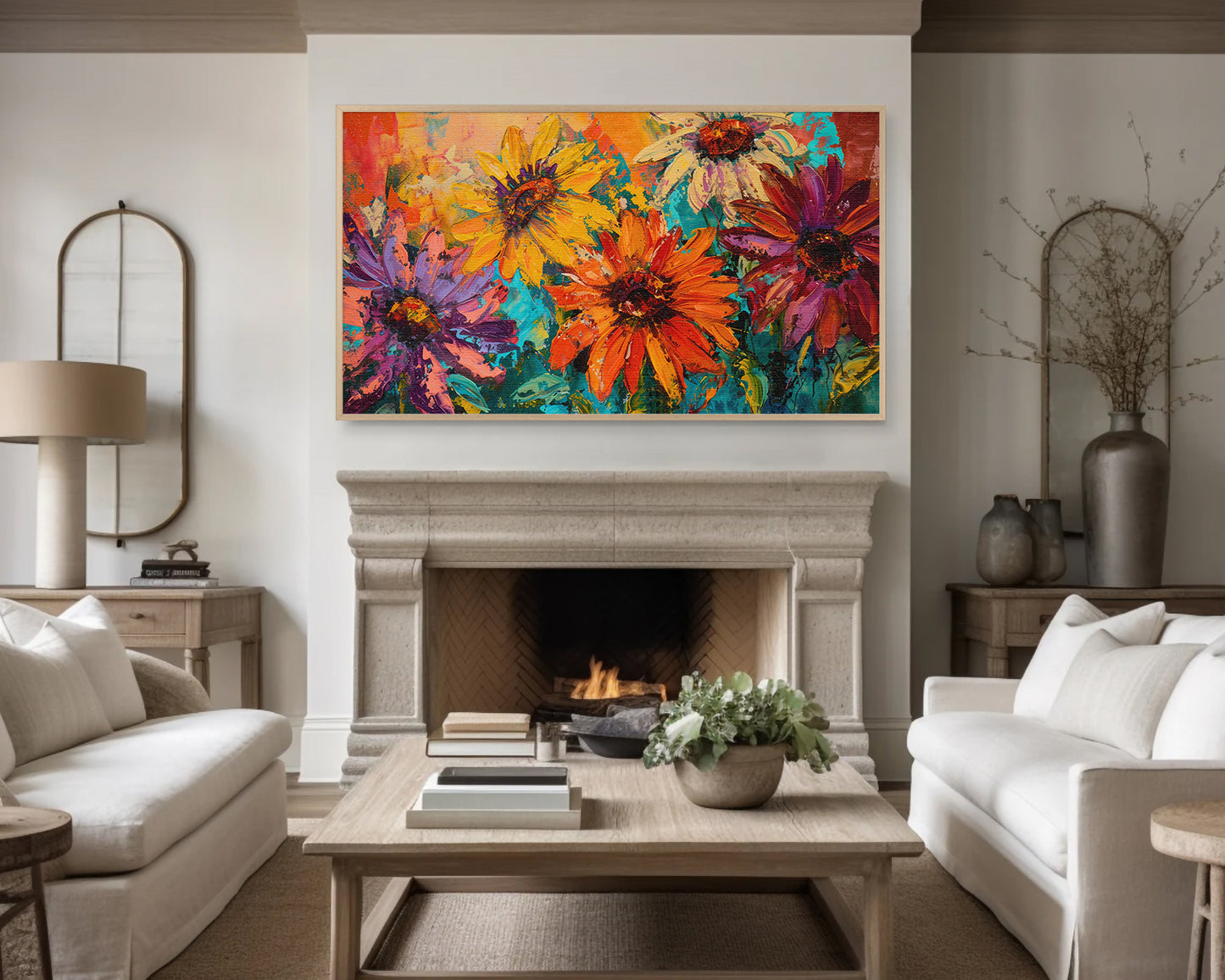 Stunning Flowers Painting Frame TV Art Wallpaper