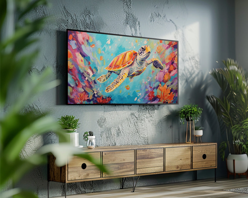 Sea Turtle Marine Life Frame TV Art Wallpaper