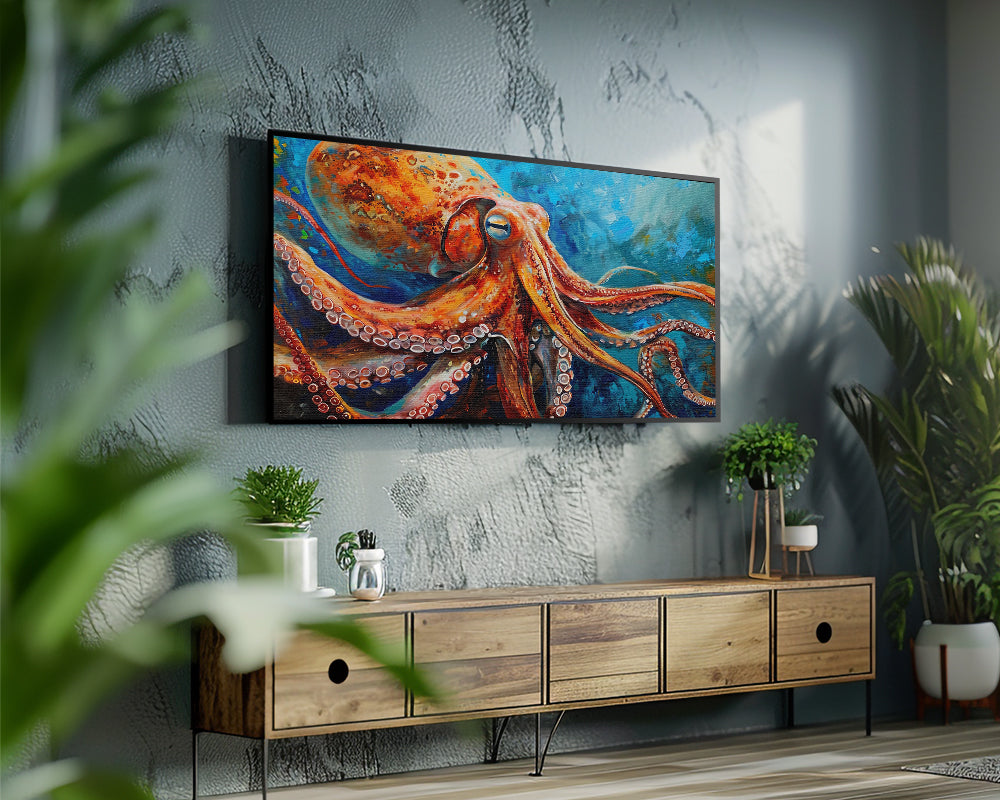 Octopus Ocean Painting Frame TV Art Wallpaper