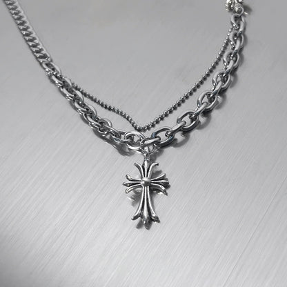 Hollywood Cross Multi-Layered Necklace