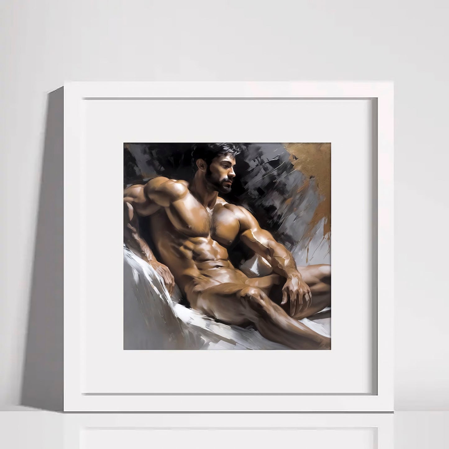 Muscle Bearded Nude Male Torso Portrait Gay Art Download