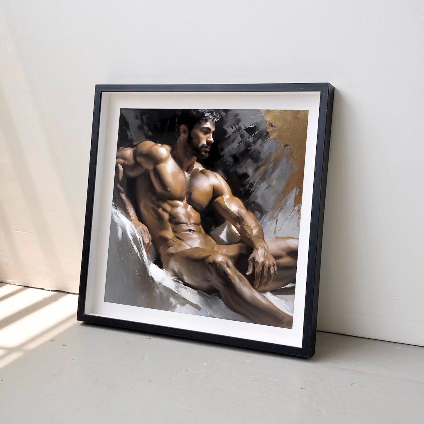 Muscle Bearded Nude Male Torso Portrait Gay Art Download