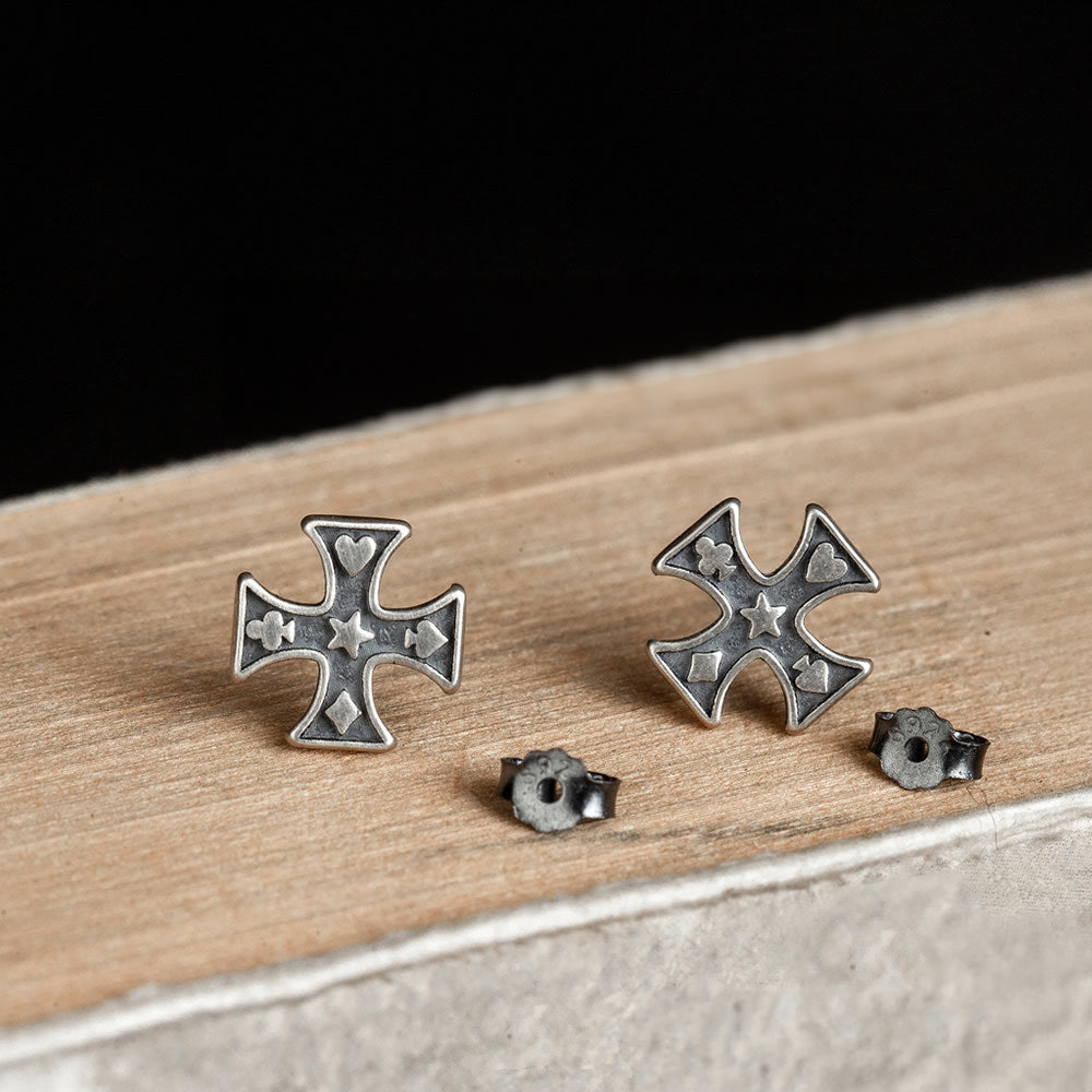 Poker Cards Symbols Stud Earrings