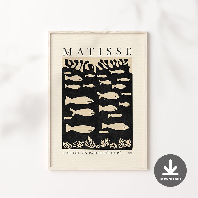 Henri Matisse Aquarium Inspired Exhibition Collages Art Poster Henri Matisse Abstract Printable Wall Art La Gerbe Vintage Exhibition Poster