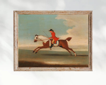 Horse Rider Vintage Painting Art Print, Equestrian Wall Art Poster
