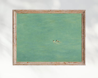 Green Abstract Swimming Art Print Poster