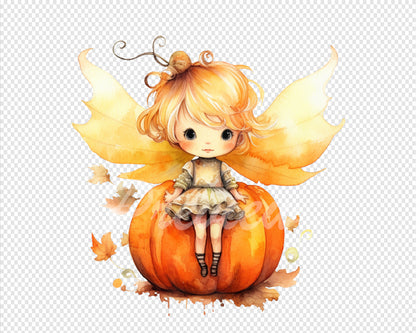 Pumpkin Fairy Watercolor Digital Download