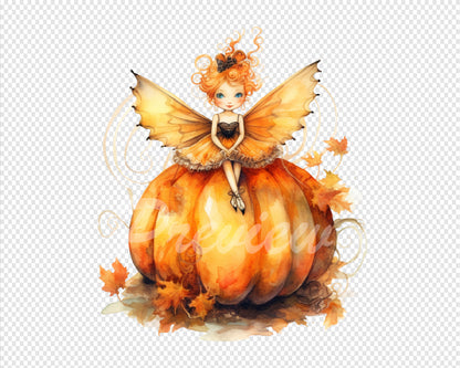 Pumpkin Fairy Watercolor Digital Download