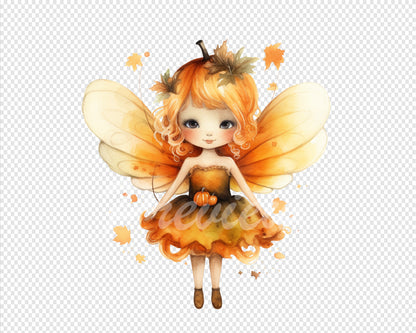 Pumpkin Fairy Watercolor Digital Download