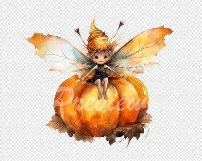 Pumpkin Fairy Watercolor Digital Download