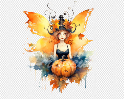 Pumpkin Fairy Watercolor Digital Download