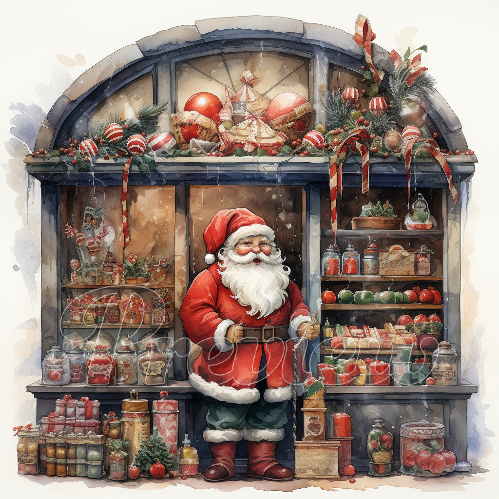 Christmas Candy Shop Watercolor Digital Download