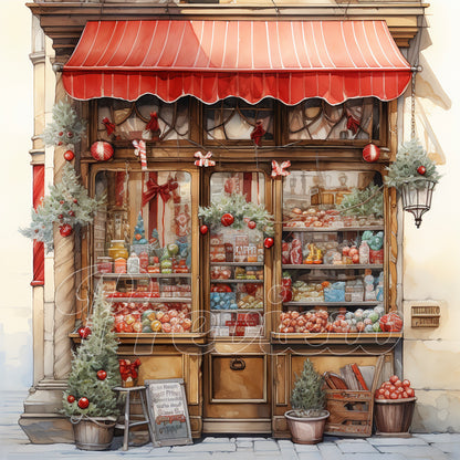 Christmas Candy Shop Watercolor Digital Download