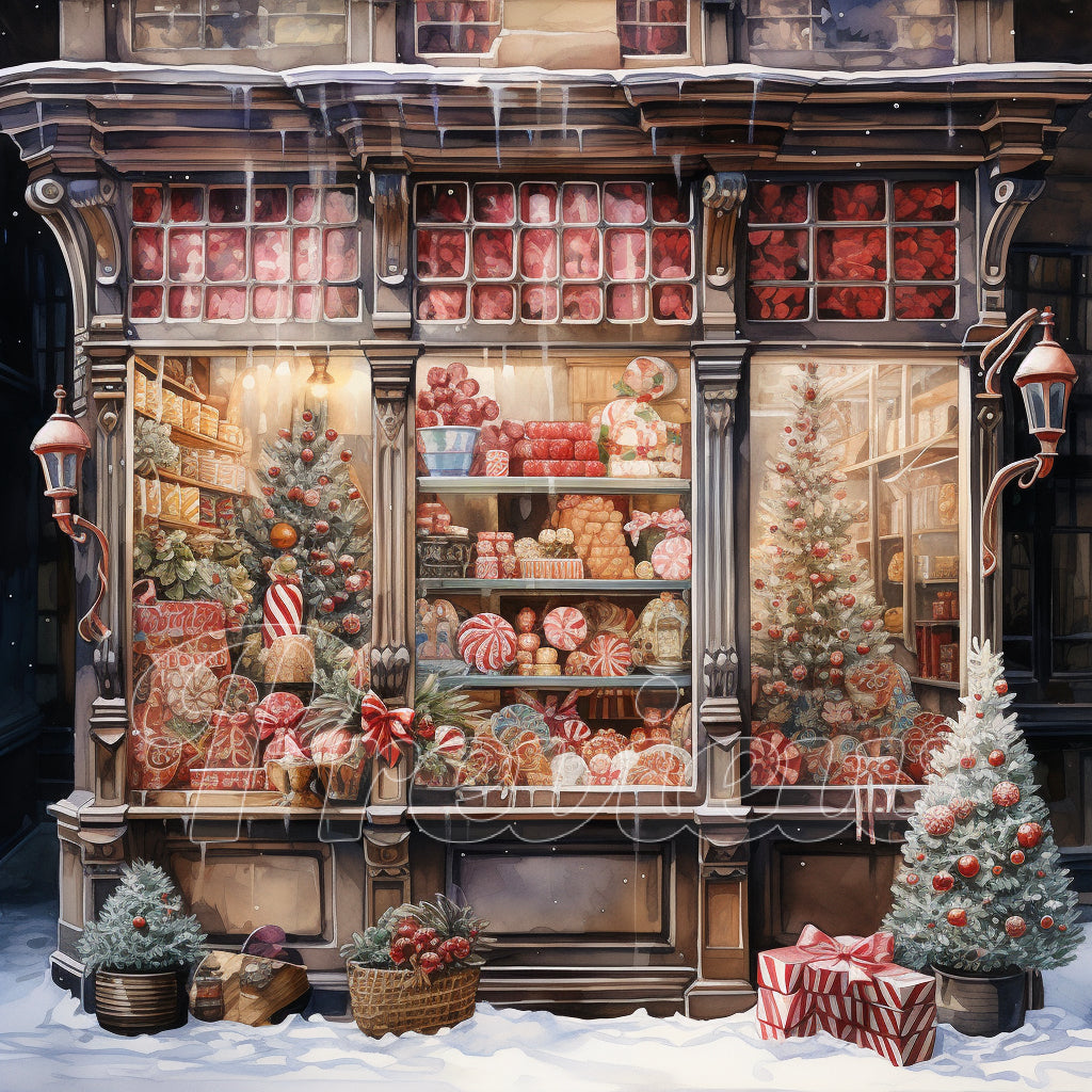 Christmas Candy Shop Watercolor Digital Download