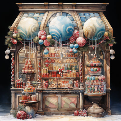 Christmas Candy Shop Watercolor Digital Download