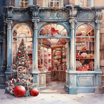 Christmas Candy Shop Watercolor Digital Download