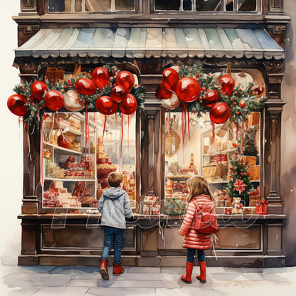 Christmas Candy Shop Watercolor Digital Download