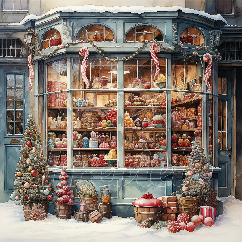 Christmas Candy Shop Watercolor Digital Download