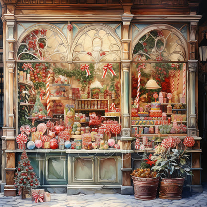 Christmas Candy Shop Watercolor Digital Download