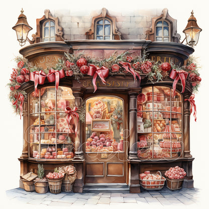 Christmas Candy Shop Watercolor Digital Download