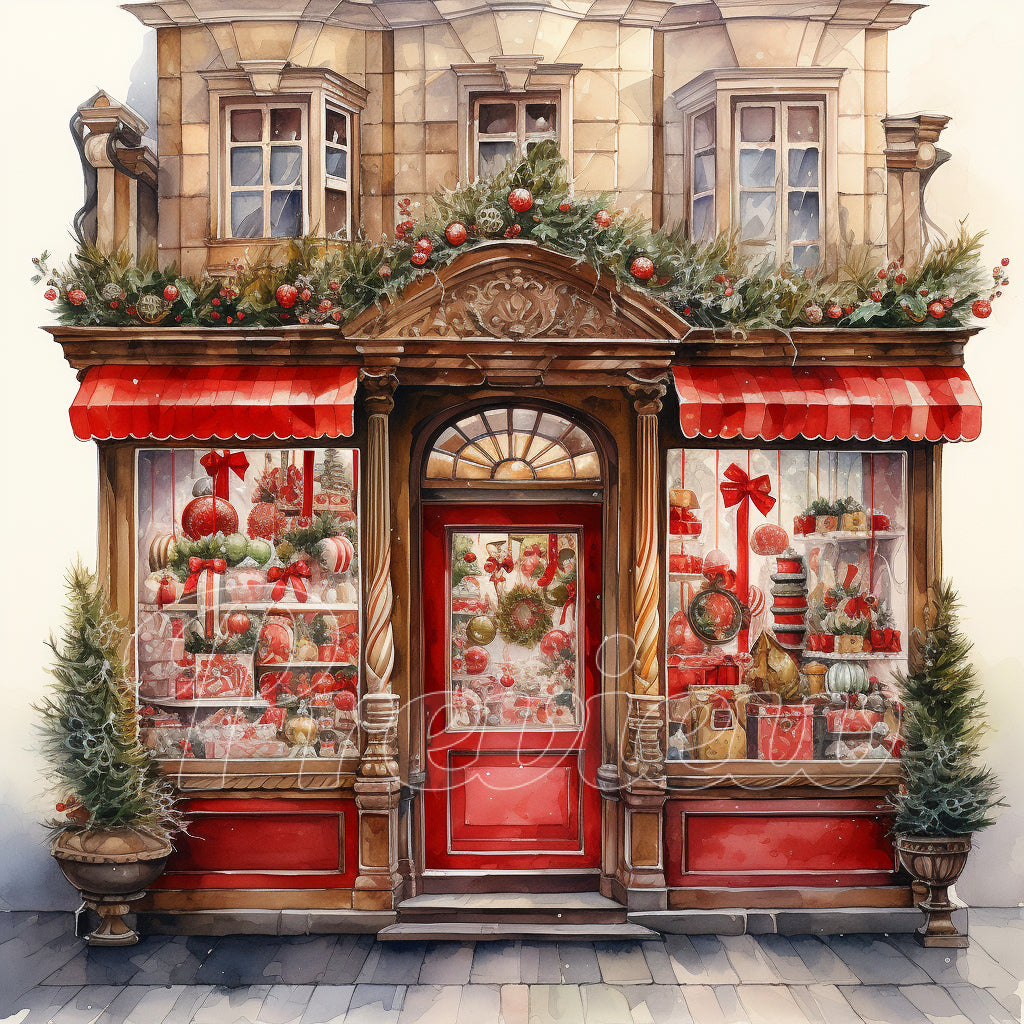 Christmas Candy Shop Watercolor Digital Download