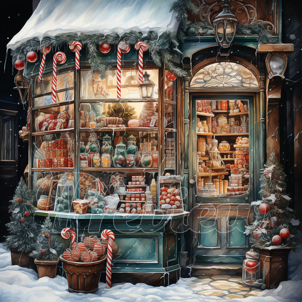 Christmas Candy Shop Watercolor Digital Download