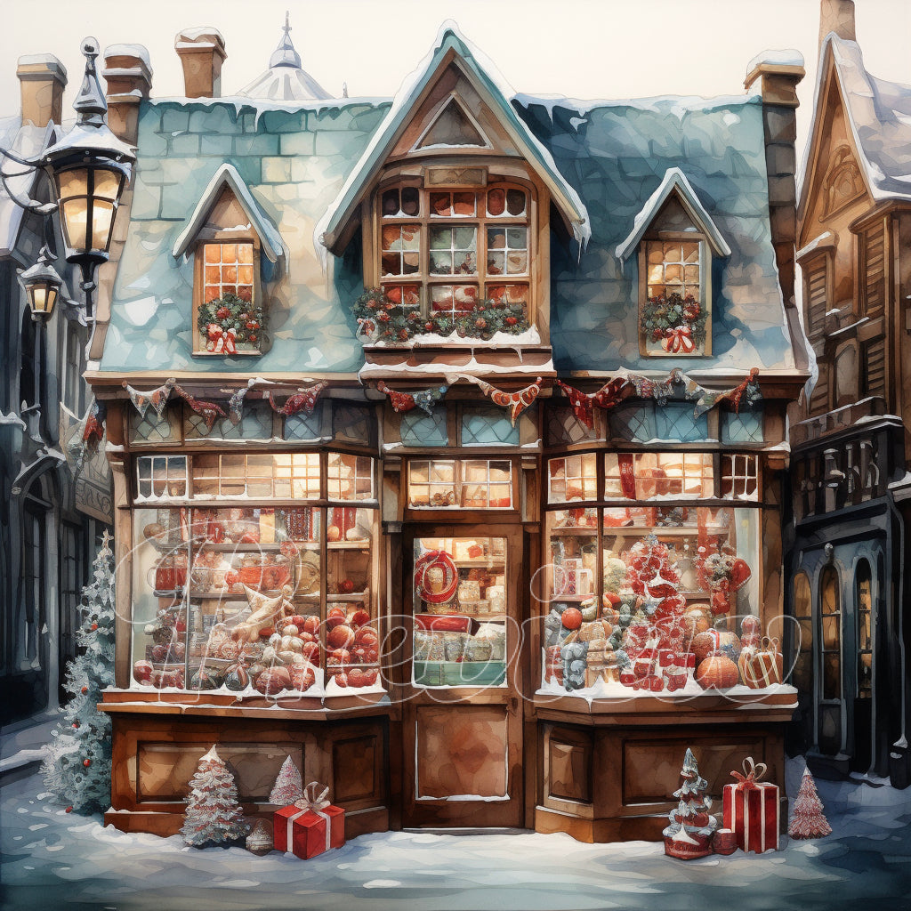 Christmas Candy Shop Watercolor Digital Download