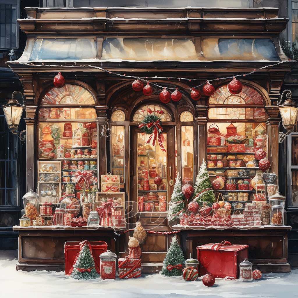 Christmas Candy Shop Watercolor Digital Download