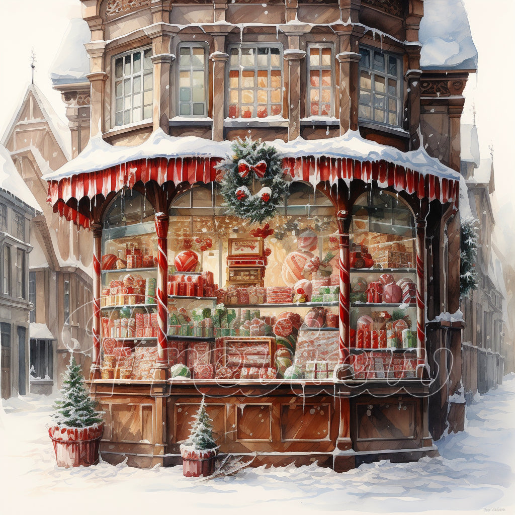 Christmas Candy Shop Watercolor Digital Download