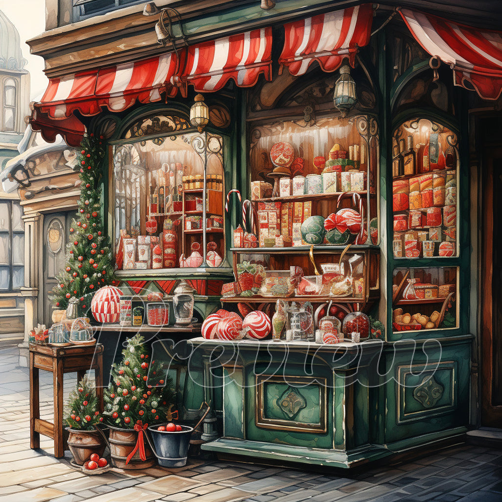 Christmas Candy Shop Watercolor Digital Download