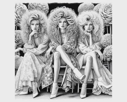 90s Supermodels Coloring Pages PDF Download