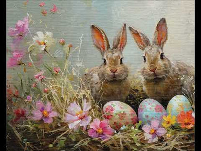 Easter Bunny Easter Egg Floral Frame TV Art