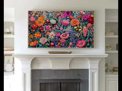 Wildflowers Embroidery Frame TV Art, Wallpaper
