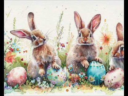 Easter Bunnies Egg Floral Watercolor Frame TV Art Wallpaper