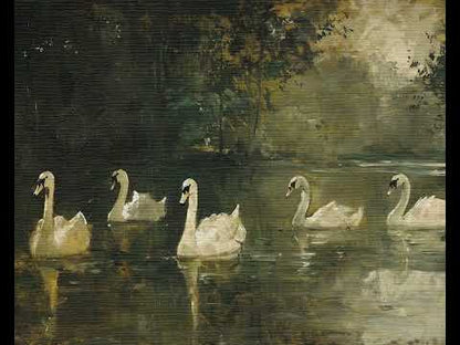 Vintage Swan Lake Painting Frame TV Art