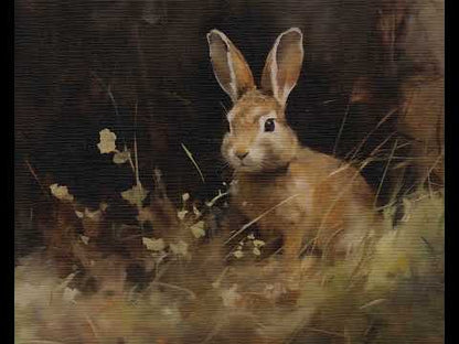Bunny in the Dark Painting Easter Decor Frame TV Art Wallpaper