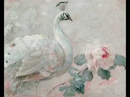 Elegant White Peacock Painting Frame TV Art, Wallpaper