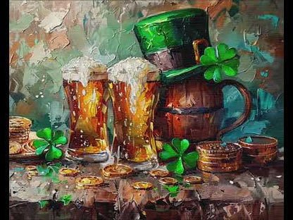 St. Patrick's Day Celebration Beer Shamrocks Gold Coins Leprechauns Hat