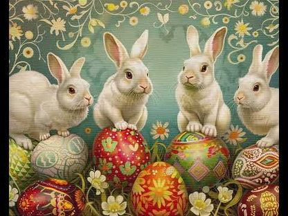 Artistic Easter Bunny Easter Egg Floral Decor Frame TV Wallpaper