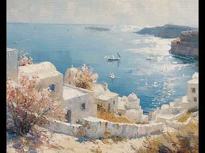 Greece Coastline Painting Frame TV Art