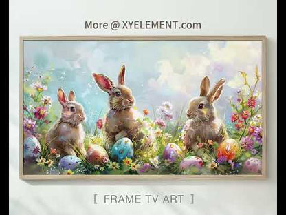Watercolor Easter Bunnies Frame TV Art Wallpaper