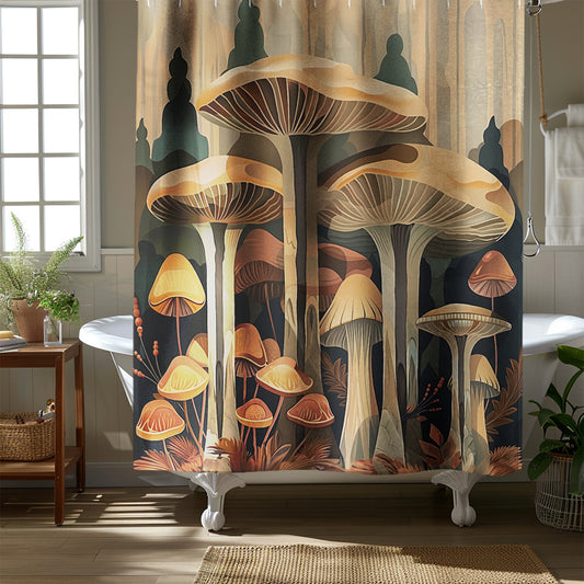 Boho Mushroom Forest Shower Curtain Bathroom Decor